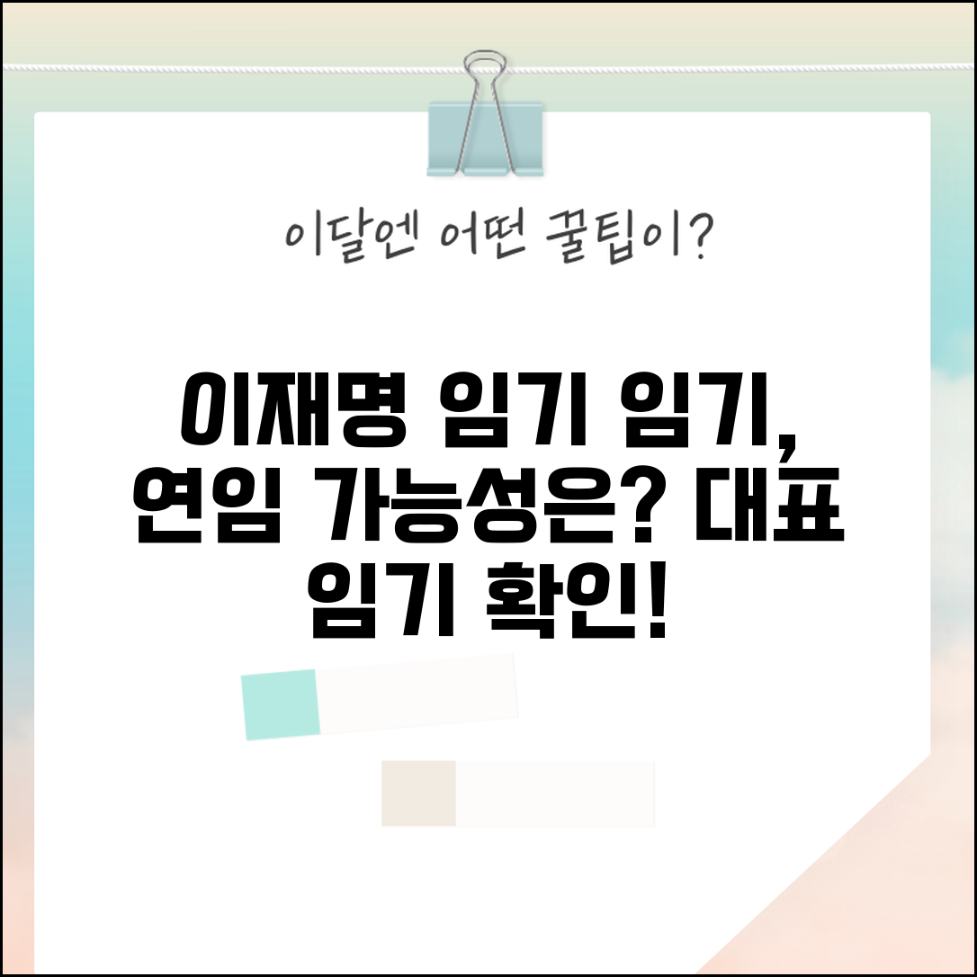 이재명 임기기간 확인 | 이재명 대표 임기와 연임 가능성