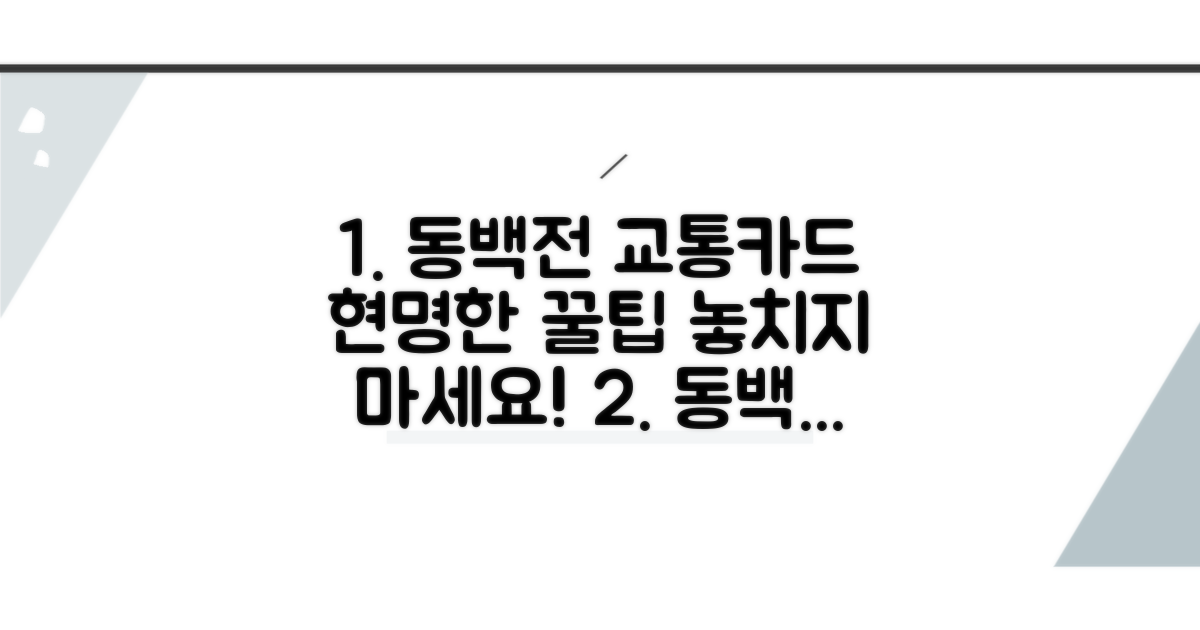 현명한 동백전 교통카드 활용팁
