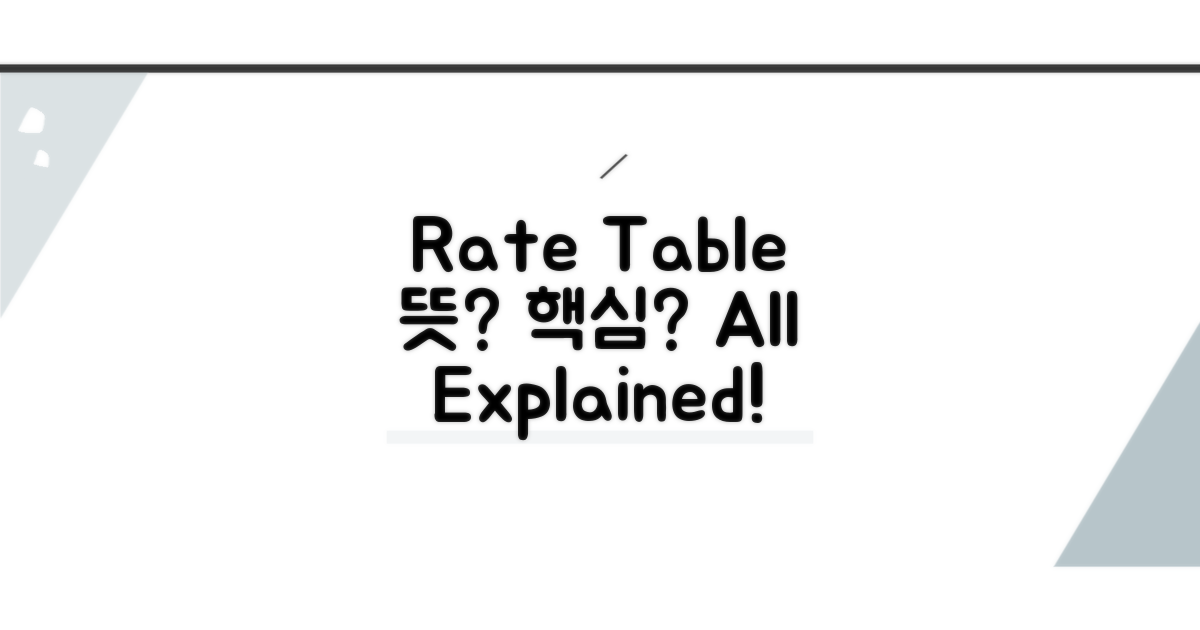 Rate Table 뜻과 핵심