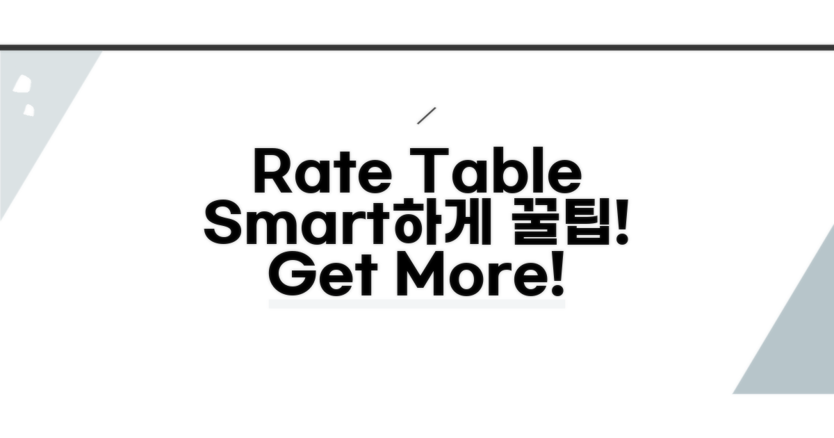 Rate Table 스마트하게 이용