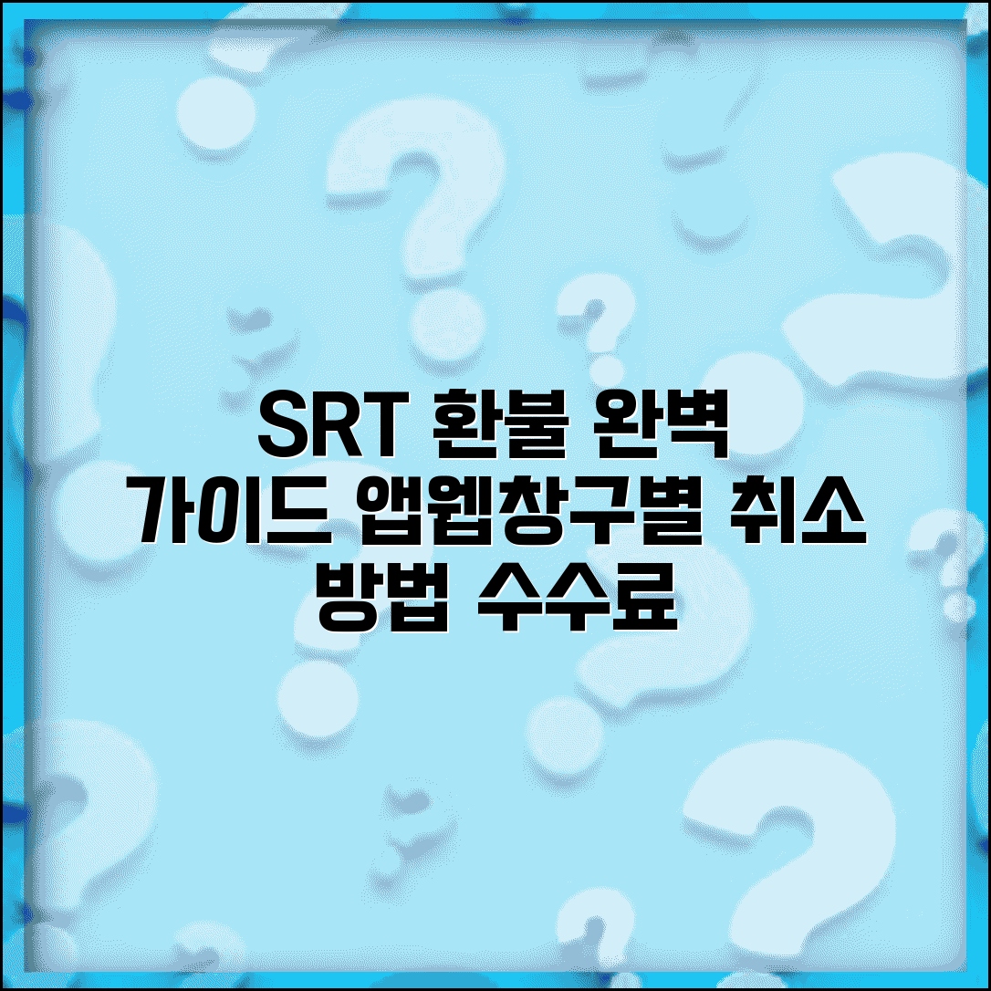 SRT 승차권 환불 완벽 가이드 | 앱/웹/창구별 취소 방법 및 수수료