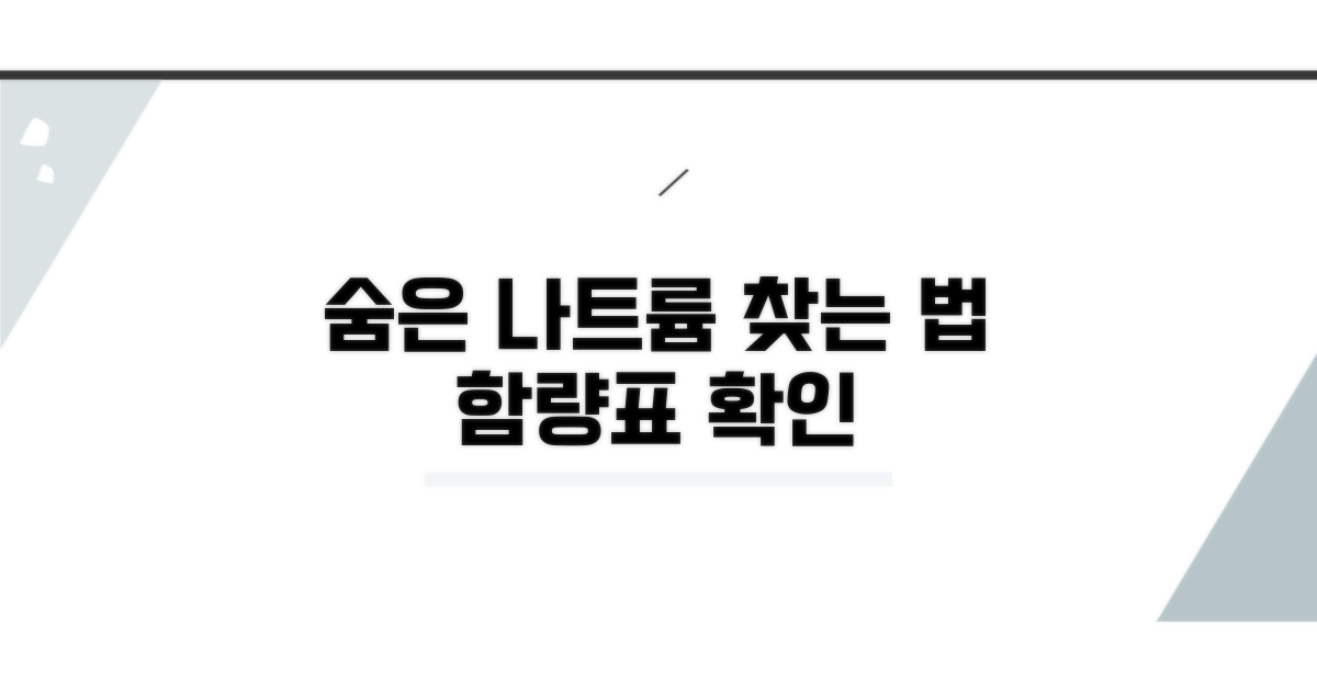 나트륨 함량표: 숨은 나트륨 찾기