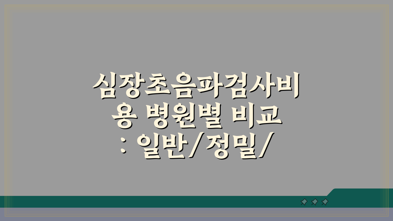 심장초음파검사비용 병원별 비교: 일반/정밀/스트레스 가격 총정리