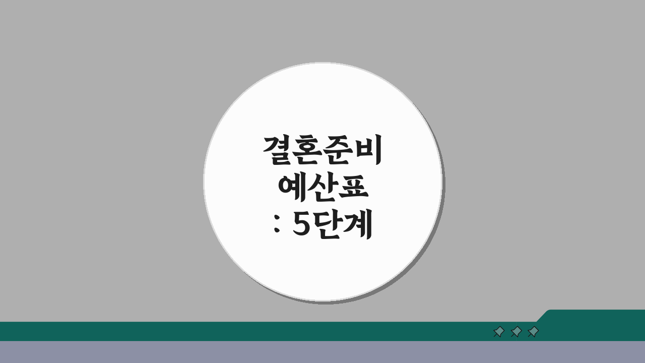 결혼준비 예산표: 5단계 필수 비용과 절약 노하우 총정리